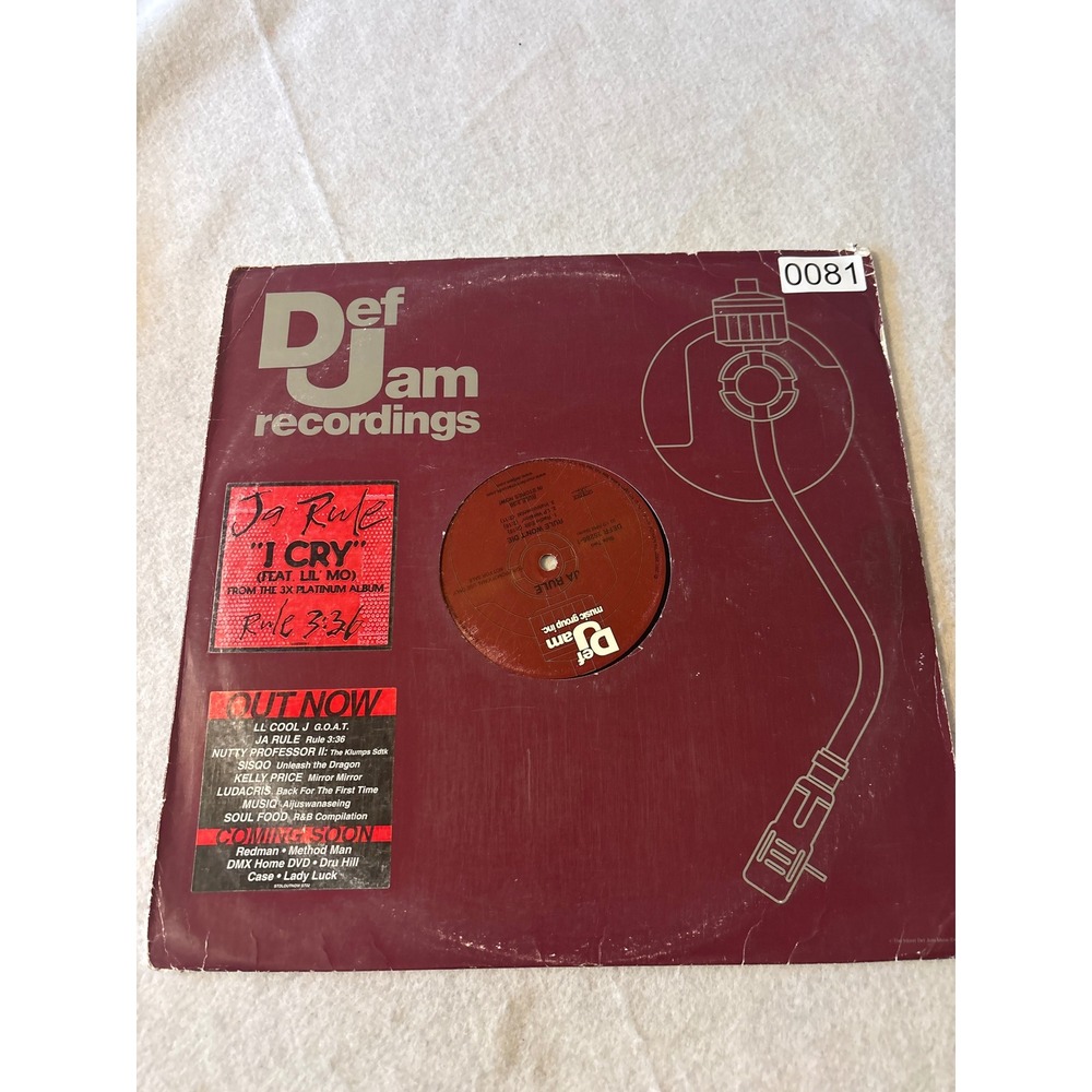 Ja Rule I Cry Rule Won't Die 12" Vinyl Single 2000 Black Good Promo Def Jam‎